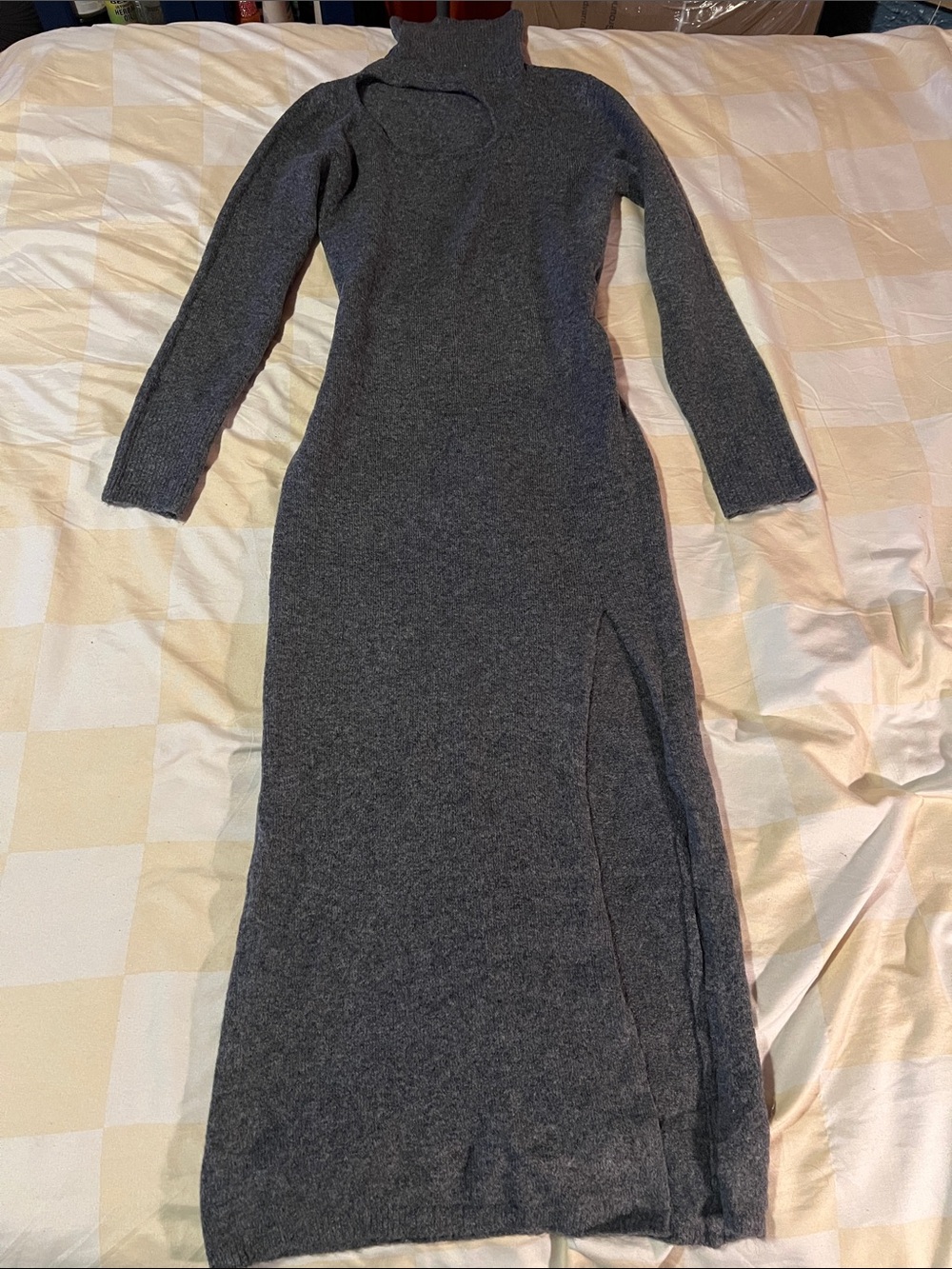 Forever 21 Charcoal Gray Turtleneck Long Sleeve Knit Dress